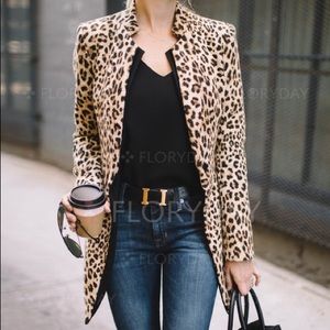 NWT FloryDay Long Sleeve Leopard Print Blazer